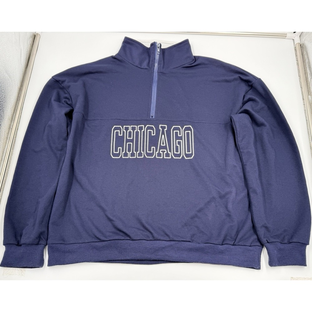 Shein Quarter Zip Chicago Print Sweatshirt